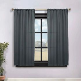 Solid Room Darkening Rod Pocket Blackout Curtain Panels, Set of 2 (Color: Grey, size: 36" x 63")
