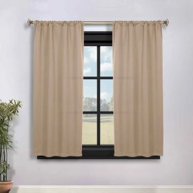 Solid Room Darkening Rod Pocket Blackout Curtain Panels, Set of 2 (Color: Smokey Ash, size: 36" x 63")