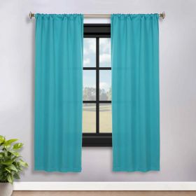 Solid Room Darkening Rod Pocket Blackout Curtain Panels, Set of 2 (Color: Aqua, size: 36" x 72")