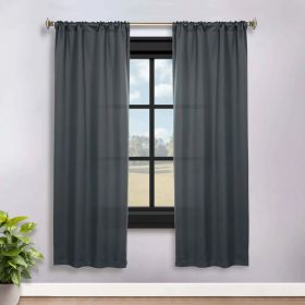 Solid Room Darkening Rod Pocket Blackout Curtain Panels, Set of 2 (Color: Grey, size: 36" x 72")