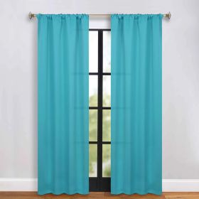Solid Room Darkening Rod Pocket Blackout Curtain Panels, Set of 2 (Color: Aqua, size: 36" x 84")