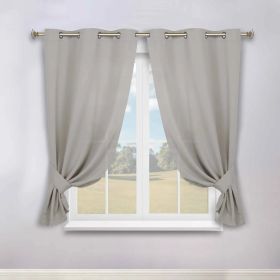 Classic Modern Solid Room Darkening Blackout Curtain Panels, Set of 2 (Color: Chrome, size: 46" x 63")