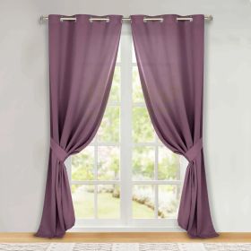 Classic Modern Solid Room Darkening Blackout Curtain Panels, Set of 2 (Color: Wisteria, size: 46" x 108")