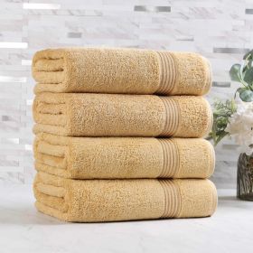 Heritage Egyptian Cotton Plush Absorbent Luxury Bath Towel Set of 4 (Color: Gold, size: 4 Piece Bath Towels)