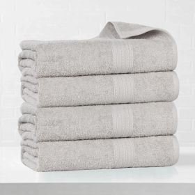 Eco-Friendly Ring Spun Cotton Towel Set Collection (Color: Silver, size: 4 Piece Bath Towels)
