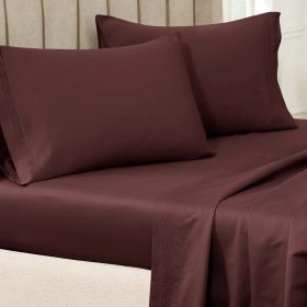 650 Thread Count Premium Egyptian Cotton Solid Pillowcase Set (Color: Plum, size: Standard)