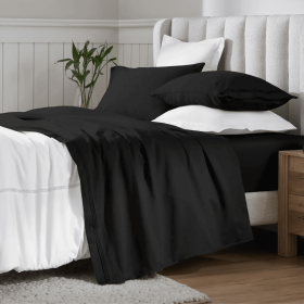 Egyptian Cotton 650 Thread Count Eco-Friendly Solid Sheet Set (Color: Black, size: Twin XL)