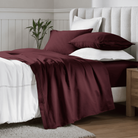 Egyptian Cotton 650 Thread Count Eco-Friendly Solid Sheet Set (Color: Plum, size: Olympic Queen)
