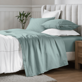 Egyptian Cotton 650 Thread Count Eco-Friendly Solid Sheet Set (Color: Teal, size: Twin XL)