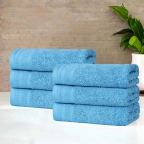 Honeycomb Textured Waffle Border Cotton Hand Towels, Set of 4 (Color: Azure, size: 4 Piece Hand Towels)