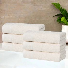 Honeycomb Textured Waffle Border Cotton Hand Towels, Set of 4 (Color: Ivory, size: 4 Piece Hand Towels)
