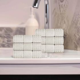 Napa Zero Twist Cotton Solid Waffle Honeycomb Hand Towel Set of 6 (Color: Stone, size: 6 Piece Hand Towels)