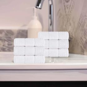 Napa Zero Twist Cotton Solid Waffle Honeycomb Hand Towel Set of 6 (Color: White, size: 6 Piece Hand Towels)