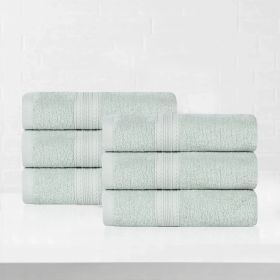 Eco-Friendly Ring Spun Cotton 6 Piece Hand Towel Set (Color: Aquamarine, size: 6 Piece Hand Towels)