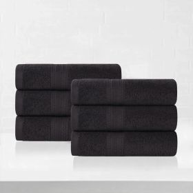 Eco-Friendly Ring Spun Cotton 6 Piece Hand Towel Set (Color: Black, size: 6 Piece Hand Towels)