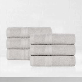 Eco-Friendly Ring Spun Cotton 6 Piece Hand Towel Set (Color: Silver, size: 6 Piece Hand Towels)