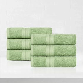 Eco-Friendly Ring Spun Cotton 6 Piece Hand Towel Set (Color: Terrace Green, size: 6 Piece Hand Towels)