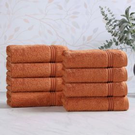 Heritage Egyptian Cotton Plush Luxury Hand Towel Set of 8 (Color: Caramel Brown, size: 8 Piece Hand Towels)
