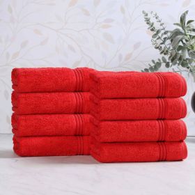 Heritage Egyptian Cotton Plush Luxury Hand Towel Set of 8 (Color: Red, size: 8 Piece Hand Towels)