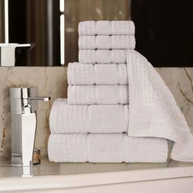 Napa Zero Twist Cotton Solid Waffle Honeycomb 8 Piece Towel Set (Color: Stone, size: 8 Piece Towel Set)