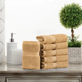 Madison Egyptian Cotton Pile Plush Heavyweight Face Towel Set of 6 (Color: Toast, size: 6 Piece Face Towels)