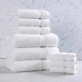 Heritage Egyptian Cotton Plush Absorbent Luxury 9 Piece Towel Set (Color: White, size: 9 Piece Towel Set)
