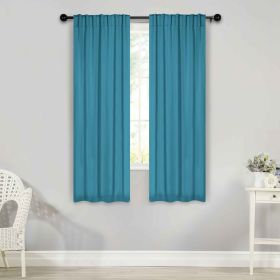 Solid Room Darkening Blackout Curtain Panels, Back Tabs, Set of 2 (Color: Aqua, size: 26" X 63")