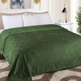 Alaska Diamond Fleece Plush Ultra-Soft Fluffy Blanket (Color: Green, size: Full/Queen)