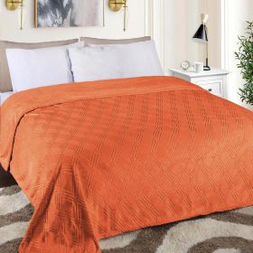 Alaska Diamond Fleece Plush Ultra-Soft Fluffy Blanket (Color: Rust, size: King)