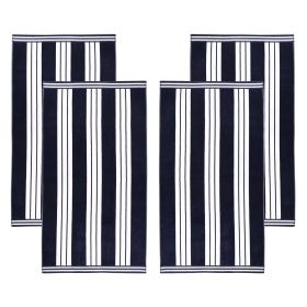 Cabana Stripe Oversized Cotton Beach Towel Set Of 2,4,6 (Set of: 4 Piece Beach Towel Set, Color: Blue)