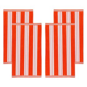 Cabana Stripe Oversized Cotton Beach Towel Set Of 2,4,6 (Set of: 4 Piece Beach Towel Set, Color: Coral)