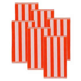 Cabana Stripe Oversized Cotton Beach Towel Set Of 2,4,6 (Set of: 6 Piece Beach Towel Set, Color: Coral)
