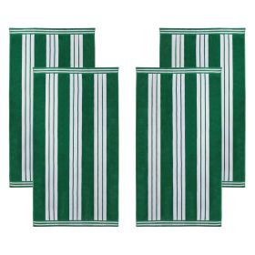 Cabana Stripe Oversized Cotton Beach Towel Set Of 2,4,6 (Set of: 4 Piece Beach Towel Set, Color: Green)