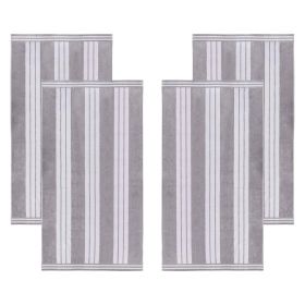 Cabana Stripe Oversized Cotton Beach Towel Set Of 2,4,6 (Set of: 4 Piece Beach Towel Set, Color: Light Grey)
