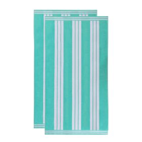 Cabana Stripe Oversized Cotton Beach Towel Set Of 2,4,6 (Set of: 2 Piece Beach Towel Set, Color: Mint)