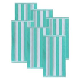 Cabana Stripe Oversized Cotton Beach Towel Set Of 2,4,6 (Set of: 6 Piece Beach Towel Set, Color: Mint)