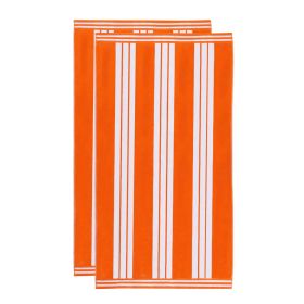 Cabana Stripe Oversized Cotton Beach Towel Set Of 2,4,6 (Set of: 2 Piece Beach Towel Set, Color: Orange)