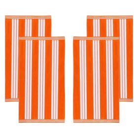 Cabana Stripe Oversized Cotton Beach Towel Set Of 2,4,6 (Set of: 4 Piece Beach Towel Set, Color: Orange)