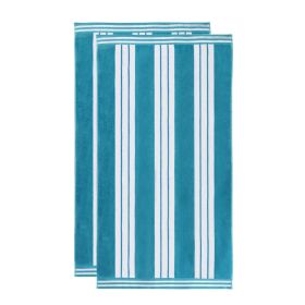 Cabana Stripe Oversized Cotton Beach Towel Set Of 2,4,6 (Set of: 2 Piece Beach Towel Set, Color: Turquoise)