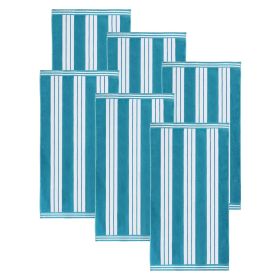 Cabana Stripe Oversized Cotton Beach Towel Set Of 2,4,6 (Set of: 6 Piece Beach Towel Set, Color: Turquoise)