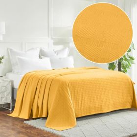 Basketweave All Season Cotton Blanket (Color: Gold, size: King)