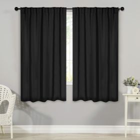 Solid Room Darkening Blackout Curtain Panels, Back Tabs, Set of 2 (Color: Black, size: 42" X 63")