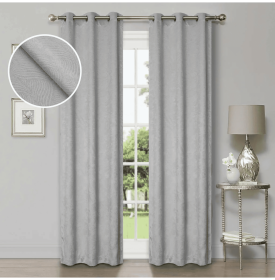 Waverly Geometric Washable Room Darkening Blackout Curtains, Set of 2 (Color: Chrome, size: 52" X 96")