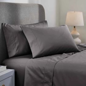 1000 Thread Count Cotton Blend Solid Deep Pocket Bed Sheet Set (Color: Grey, size: Queen)