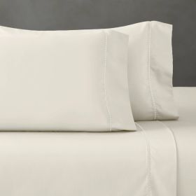 Italian Paisley 600 Thread Count Cotton Blend 2-Piece Pillowcase Set (Color: Ivory, size: Standard)