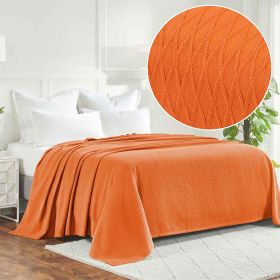 Diamond All-Season Cotton Blanket (Color: Burnt Orange, size: King)