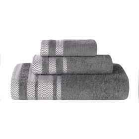 Hays Cotton Medium Weight 3 Piece Assorted Bathroom Towel Set (Color: Grey, size: 3 Piece Towel Set)