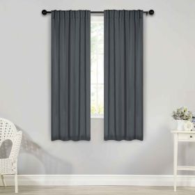 Solid Room Darkening Blackout Curtain Panels, Back Tabs, Set of 2 (Color: Grey, size: 26" X 63")