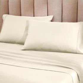 1200 Thread Count Cotton Rich Solid Deep Pocket Bed Sheet Set (Color: Ivory - 6 Piece, size: Queen)