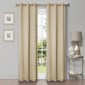 Solid Machine Washable Room Darkening Blackout Curtains, Set of 2 (Color: Ivory - 2 Piece, size: 42" X 108")
